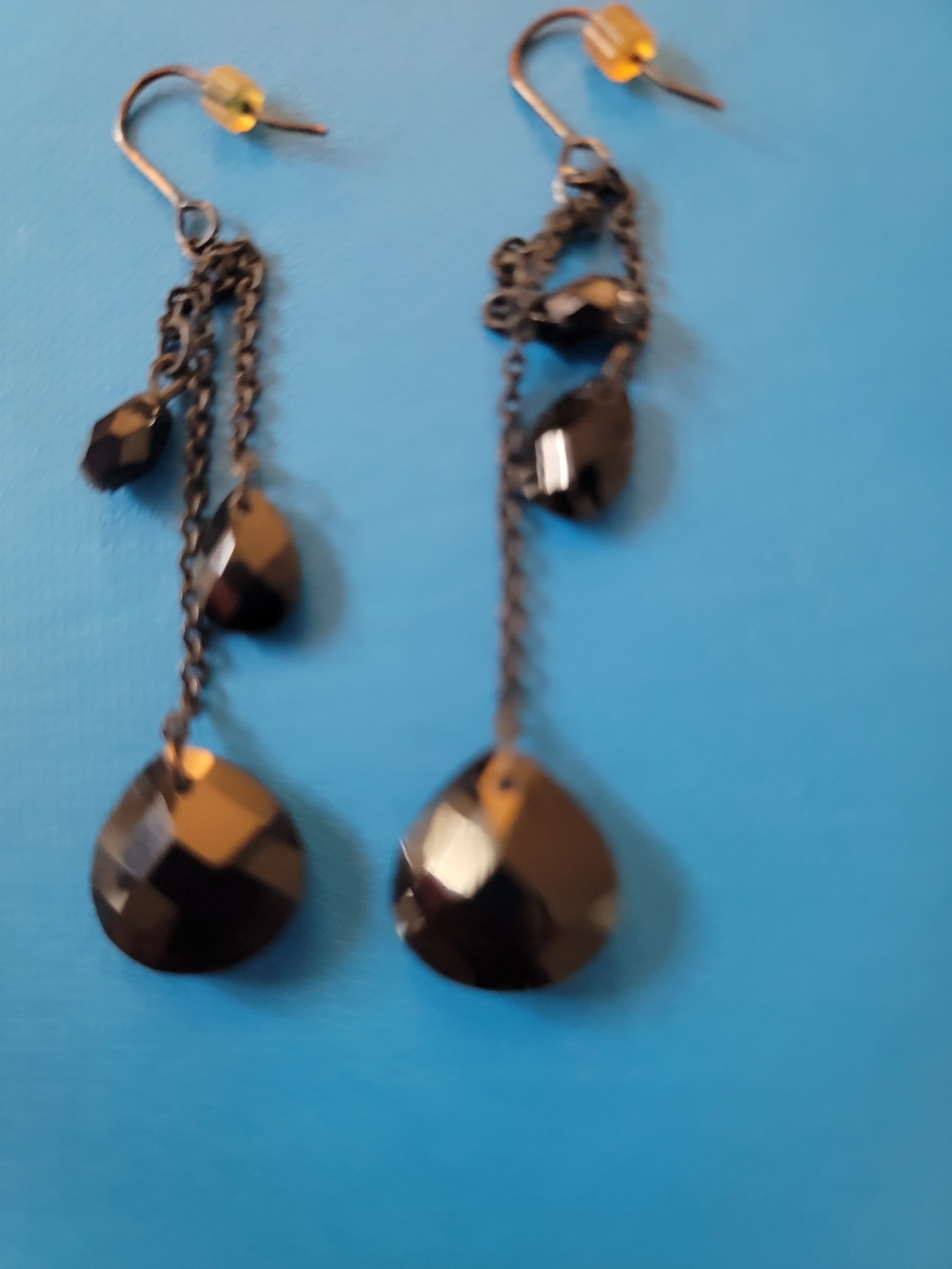 Black Faceted Drop Dangle Earrings - Women Jewelry Chicos